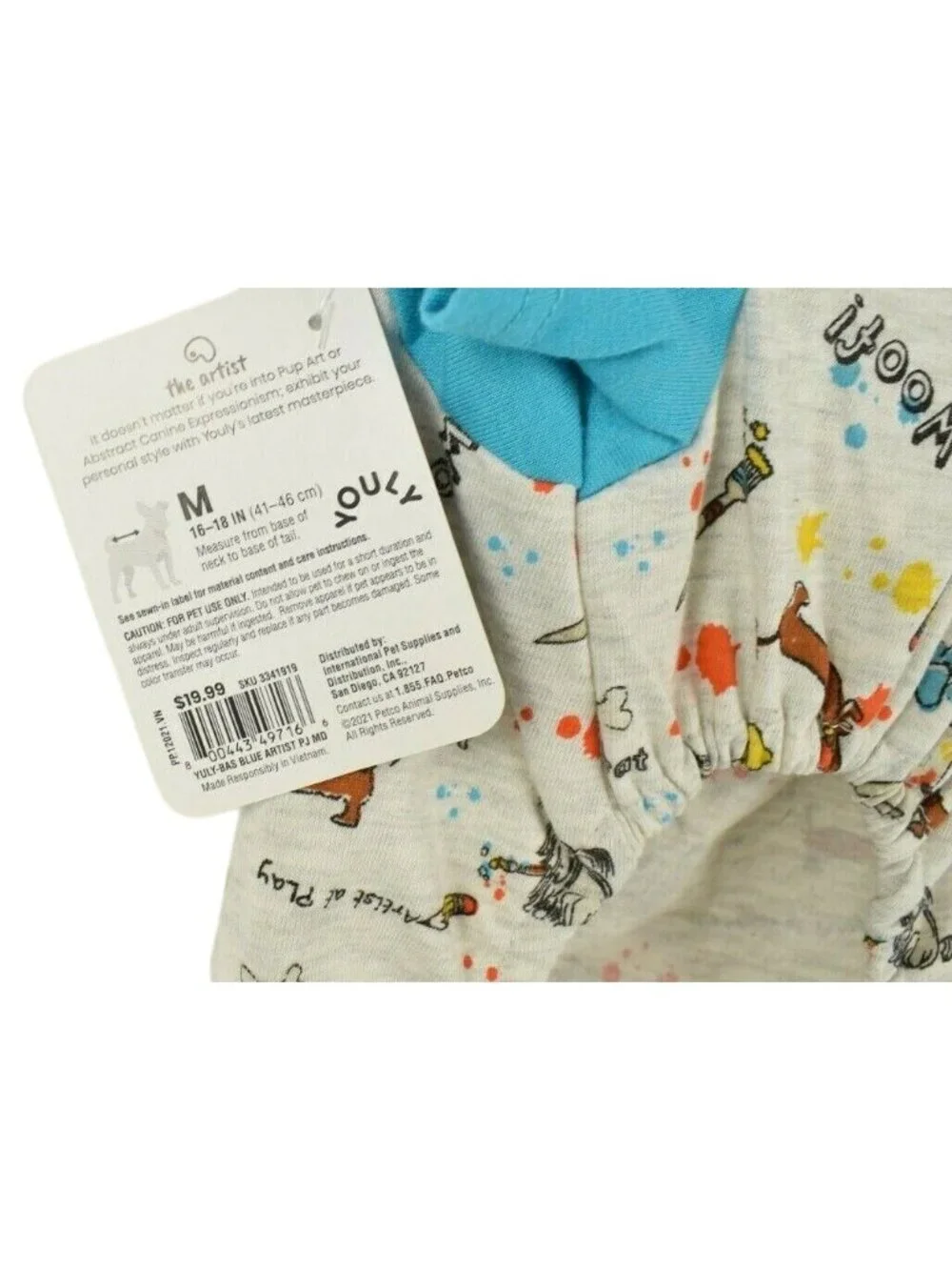 Youly Dog Medium 16 to 18 inches The Artist Blue Pet Pajamas